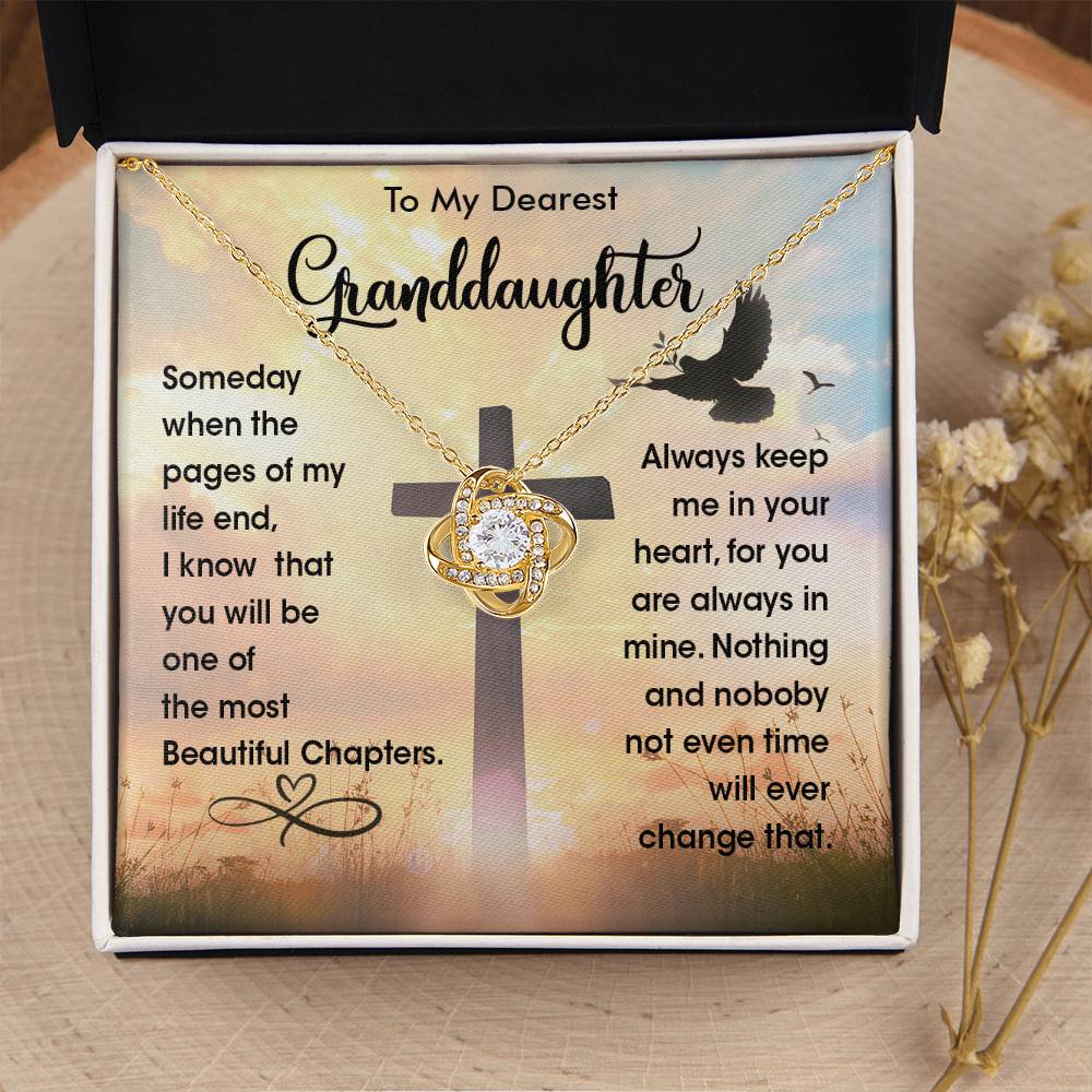 To My Dearest Granddaughter - Heart Melt Message Love Knot Necklaceđź’“ Love Knot Necklace