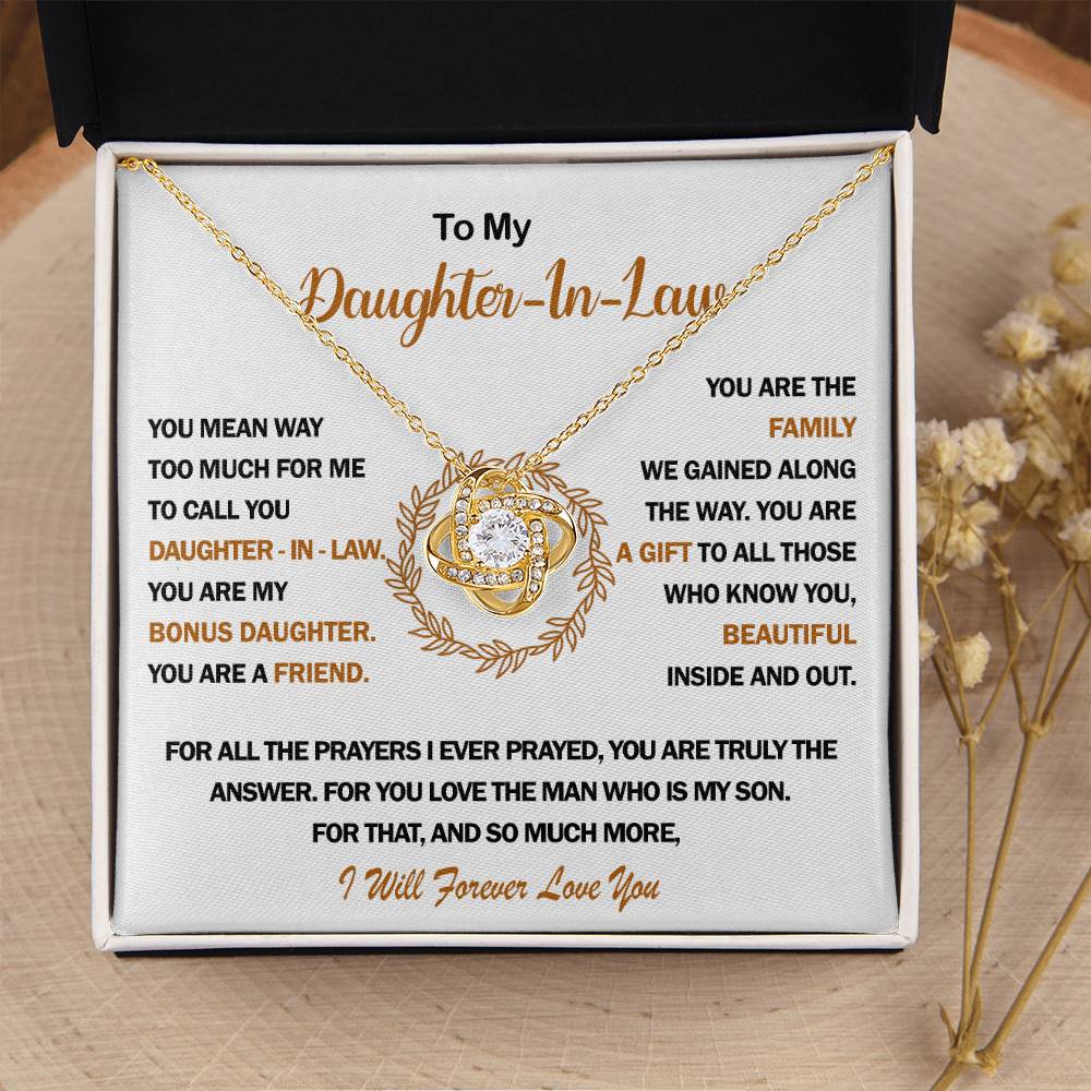 To My Daughter-In-Law Love Knot Necklaceđź’“ Love Knot Necklace
