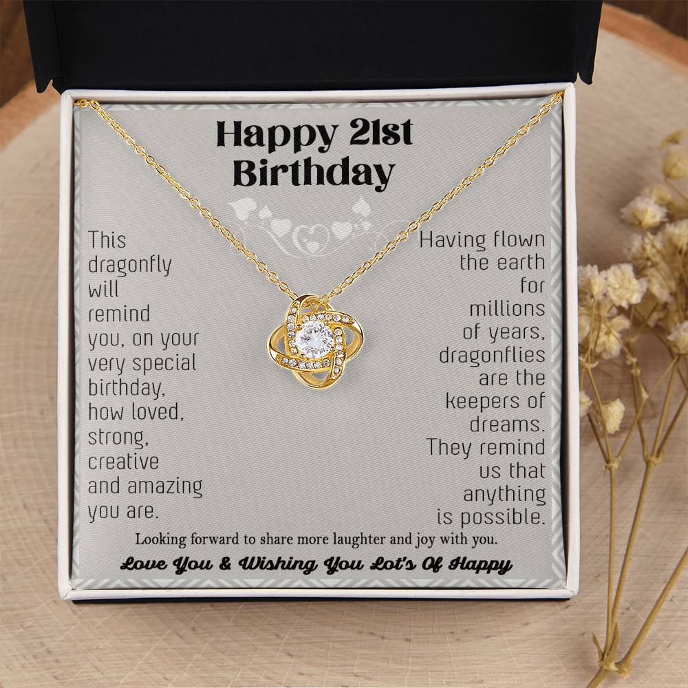 21St Birthday Dragonfly Necklace Gift Happy 21St Birthday Gifts For Her Best Friend Daughter Sister Niece Auntie Necklace Happy 21 Birthday Birthday Ne Love Knot Necklace