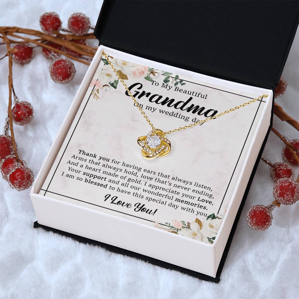 To Grandma Wedding Gift For Grandma Of The Bride Grandmother Wedding Gift From Granddaughter Love Knot Necklace