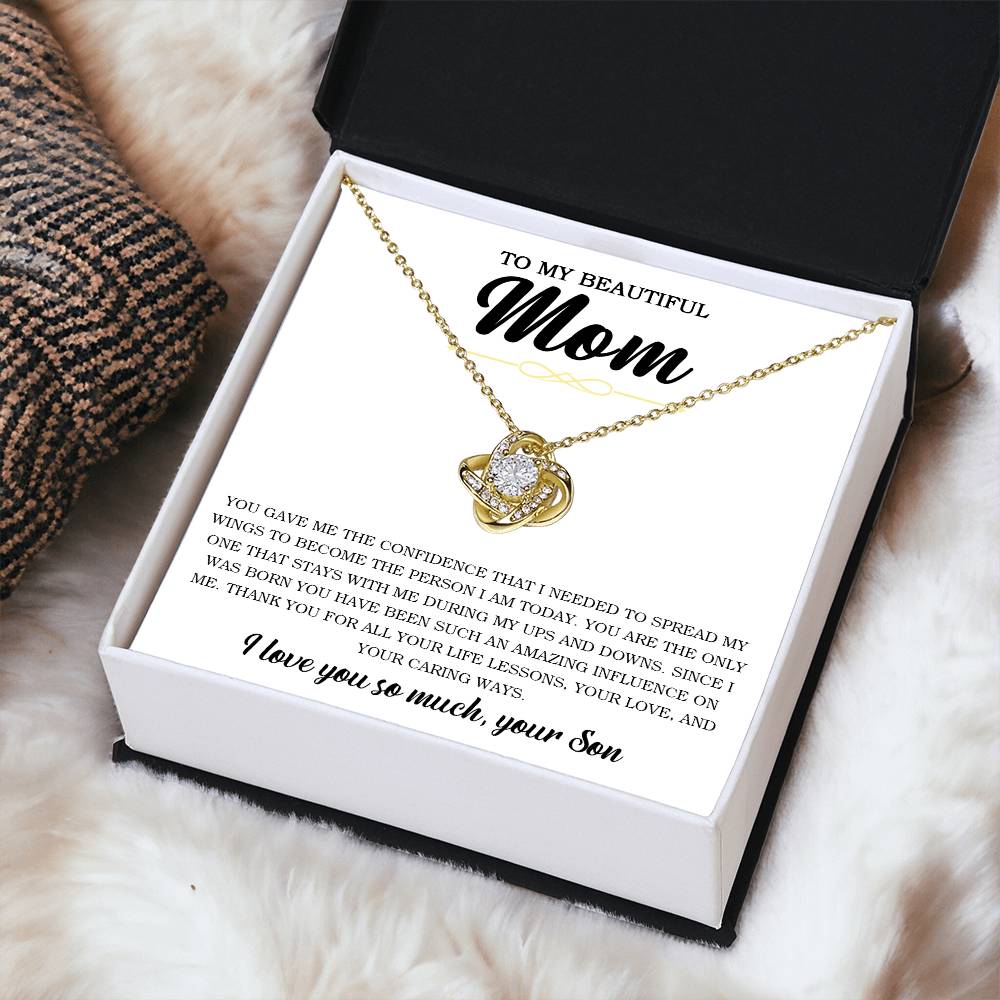 To My Beautiful Mom Necklace Gift For Mom From Son Mother's Day Gift Sentimental Gift Birthday Gift Love Knot Necklace