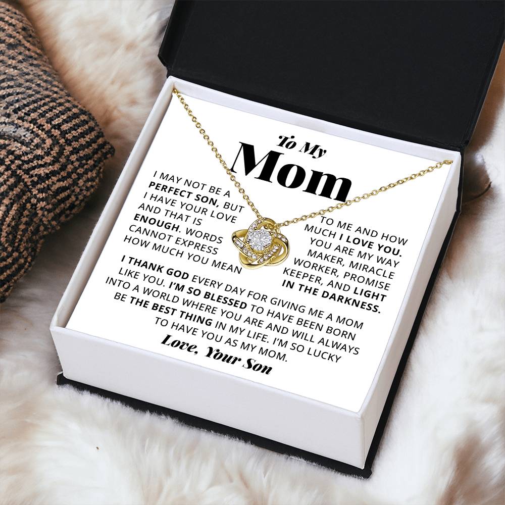 To My Mom - Heart Melt Message Love Knot Necklace Love Knot Necklace
