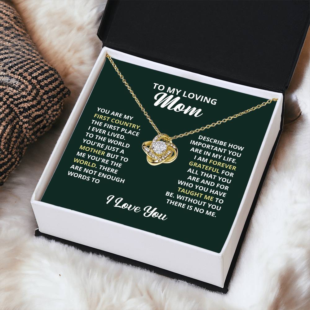 To My Loving Mom Necklace. Gift For Mom Mom Birthday Gift Mother's Day Gift Love Knot Necklace