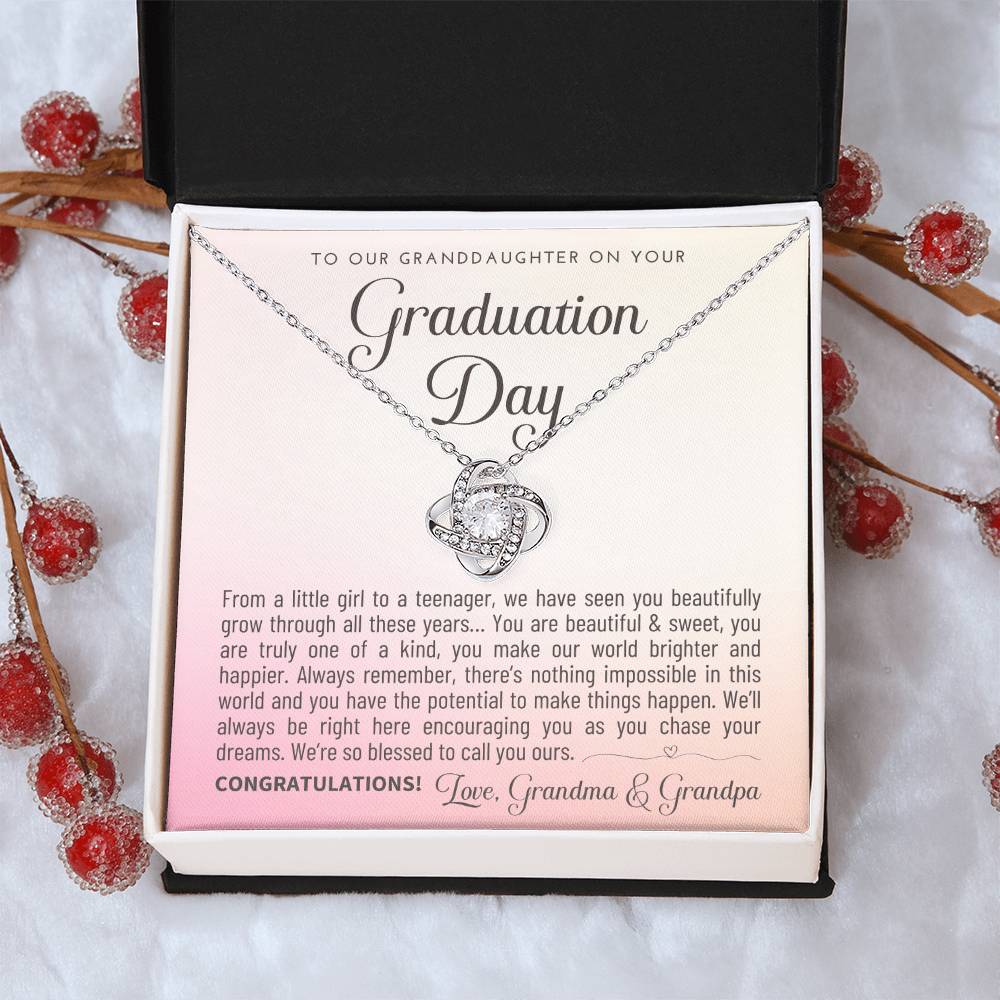Granddaughter Graduation Gift From Grandma & Grandpa Gift For Granddaughter Graduation Granddaughter Graduation Necklace Lov Love Knot Necklace