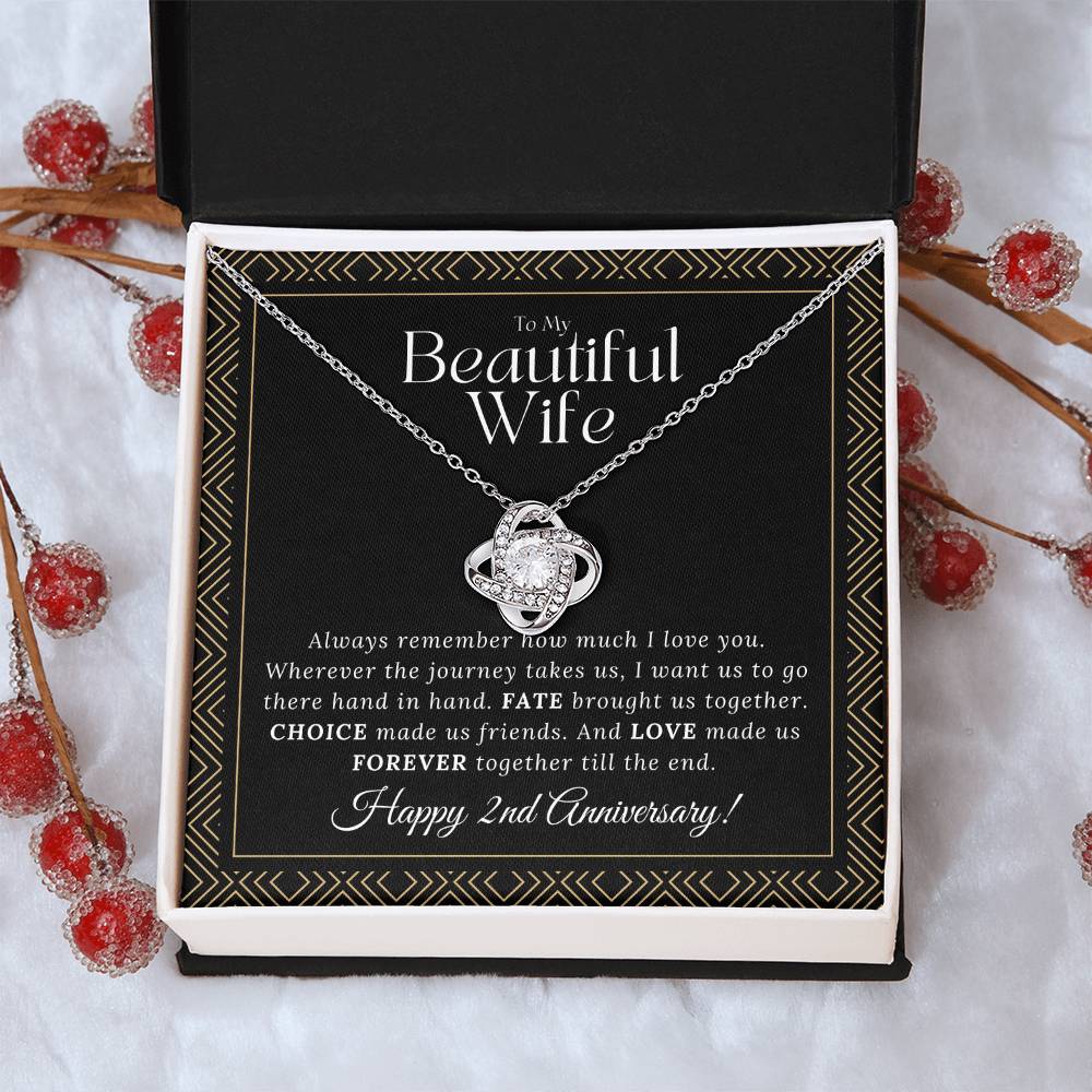 2 Year Anniversary Gift For Wife 2 Year Anniversary Gifts 2 Year Wedding Anniversary Gift Ideas 2Nd Wedding Anniversary Gift For Her Love Knot Necklace