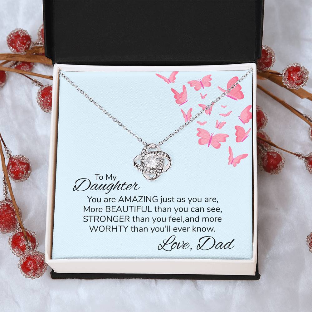 To My Daughter Necklace Gift From Dad Mothers Day Gift For Daughter From Father Sentimental Jewelry Gifts For Dad Love Knot Necklace