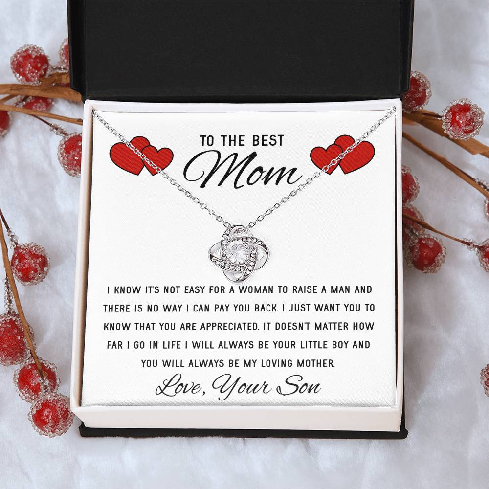 Mothers Day Gift From Son Mother Of The Groom Gift Presents For Mom Birthday Sentimental Jewelry Necklace For Mom Love Knot Necklace