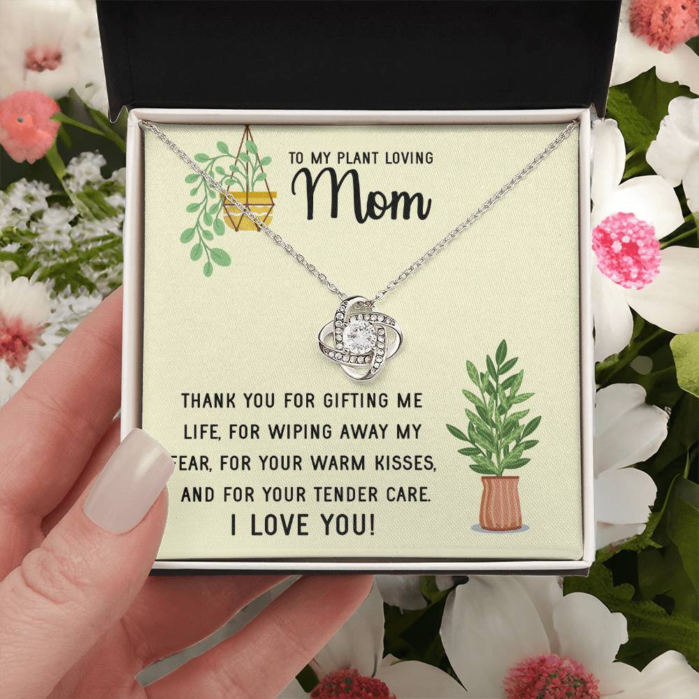 Plant Loving Gifts For Mothers Day Presents For Mom Birthday Plant Lover Gift From Daughter Necklace Gift From Son Love Knot Necklace