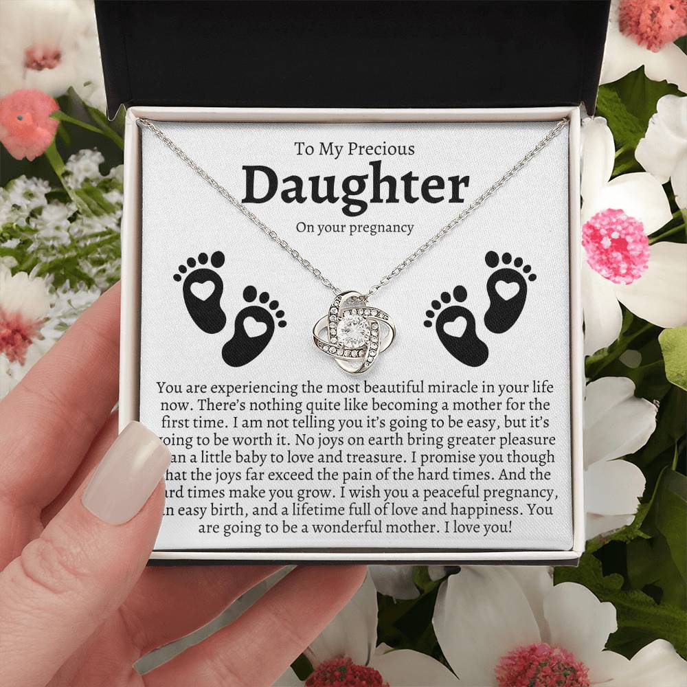Pregnancy Gift For Daughter Baby Shower Gift Mom To Be Gift Expecting Mom Gift Pregnant Daughter Gift Fr Love Knot Necklace