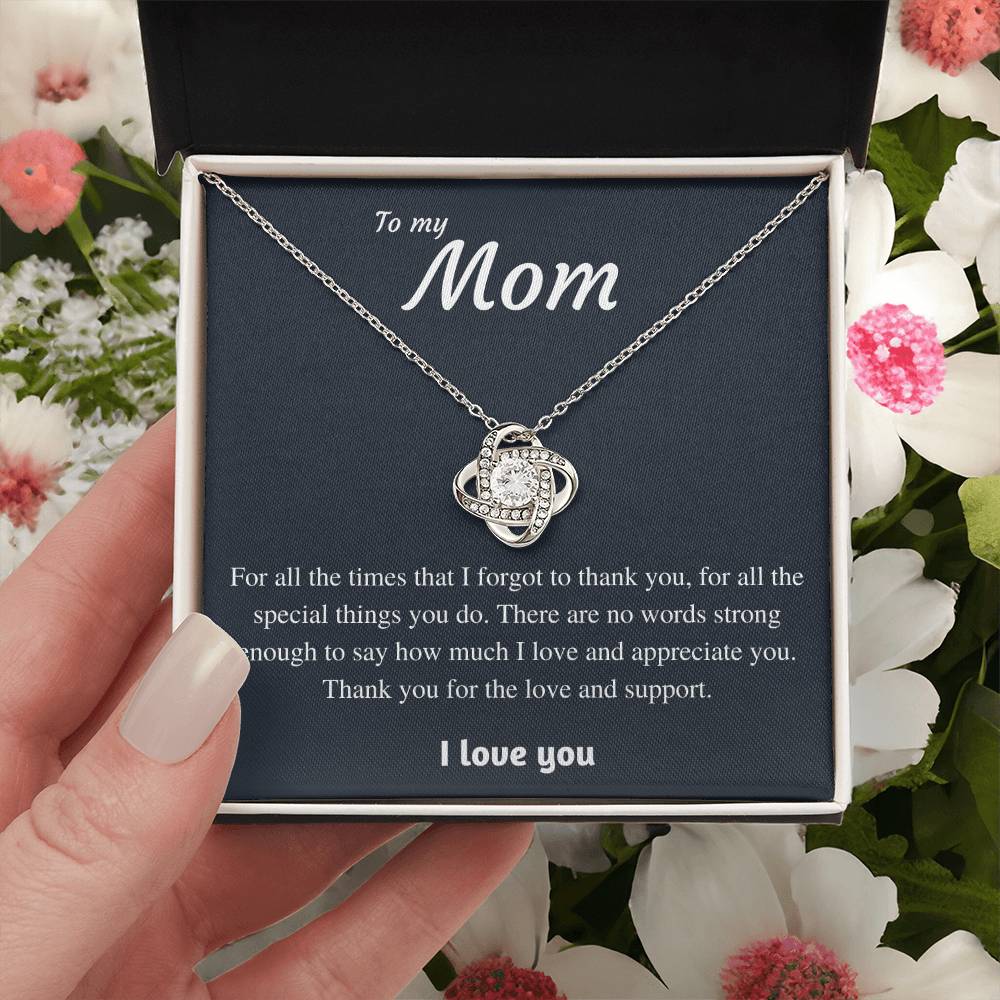 To My Mom - Thank You Love Knot Necklace