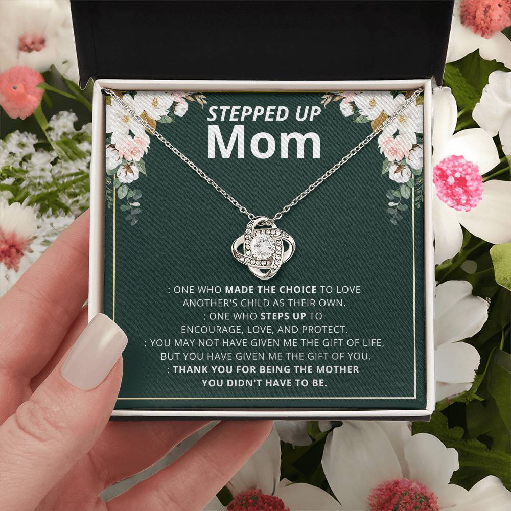 To My Step Mom Stepped Up Mom Necklace Gift For Bonus Mom Second Mom Birthday Mother's Day Gift Love Knot Necklace