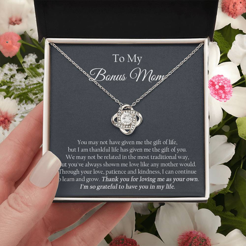 To My Bonus Mom Mother's Day Gift For Stepmom Stepmom Birthday Gift Step Mother Gift From Bride Love Knot Necklace