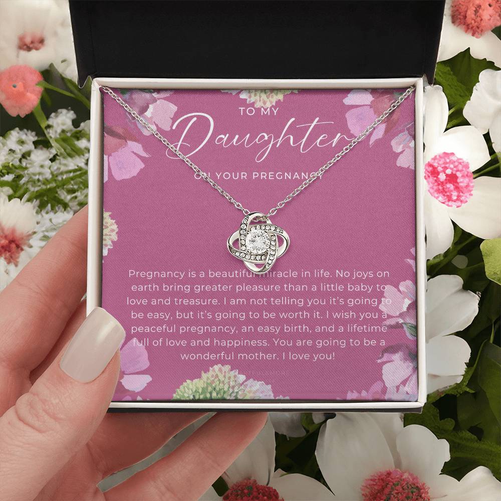 Pregnancy Gift For Daughter Expecting Mom Gift Pregnant Daughter Gift From Mom New Mom Baby Shower Gift Love Knot Necklace