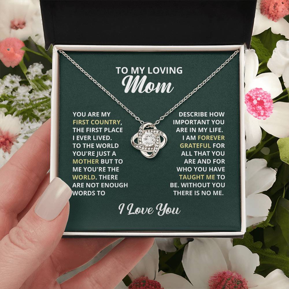 To My Loving Mom Necklace. Gift For Mom Mom Birthday Gift Mother's Day Gift Love Knot Necklace