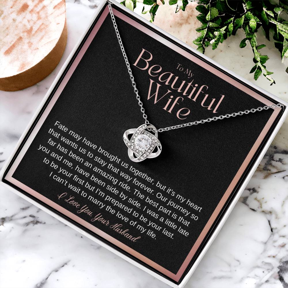 Wife Gift On Wedding Day Bride Gift From Groom On Wedding Day Fate May Have Brought Us Together Wife Wedding Necklace Gift From Husband Love Knot Necklace