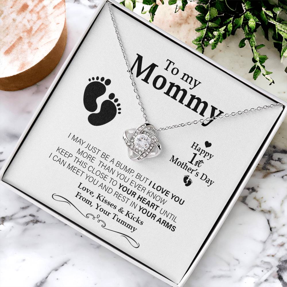 Happy 1St Mother's Day Expecting Mother Gift Present For Pregnant Friend Not For Baby Unique Gifts For Mom To Be Love Knot Necklace