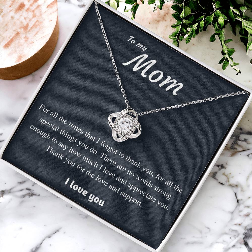 To My Mom - Thank You 1 Love Knot Necklace