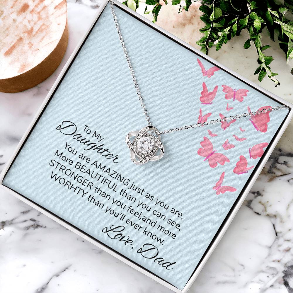 To My Daughter Necklace Gift From Dad Mothers Day Gift For Daughter From Father Sentimental Jewelry Gifts For Dad Love Knot Necklace