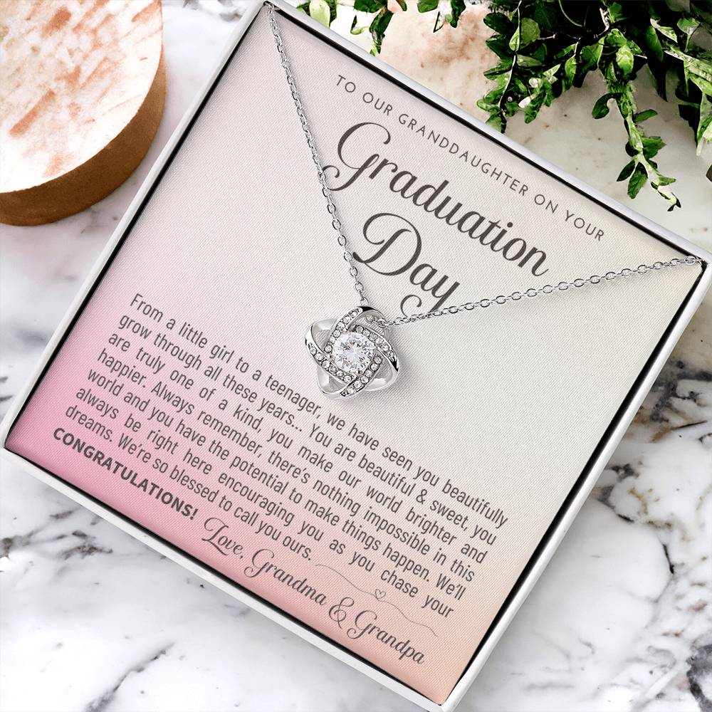 Granddaughter Graduation Gift From Grandma & Grandpa Gift For Granddaughter Graduation Granddaughter Graduation Necklace Lov Love Knot Necklace