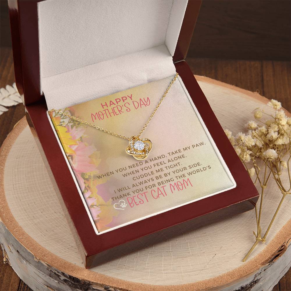 Best Cat Mom Love Knot Necklace Cat Mom Jewelry Gifts For Cat Mom On Mothers Day Cat Lover Gift Mothers Day Gift From Cat Love Knot Necklace