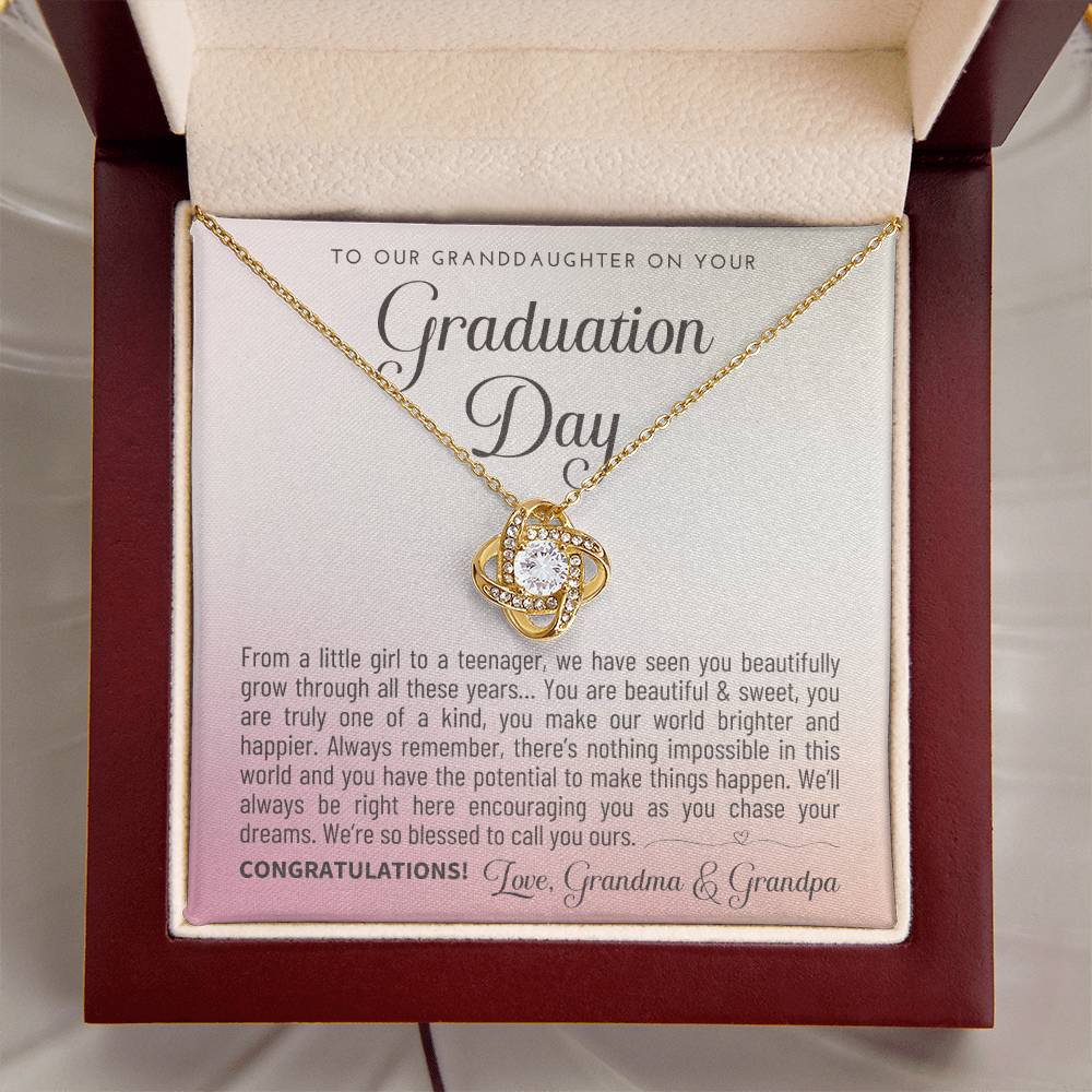 Granddaughter Graduation Gift From Grandma & Grandpa Gift For Granddaughter Graduation Granddaughter Graduation Necklace Lov Love Knot Necklace