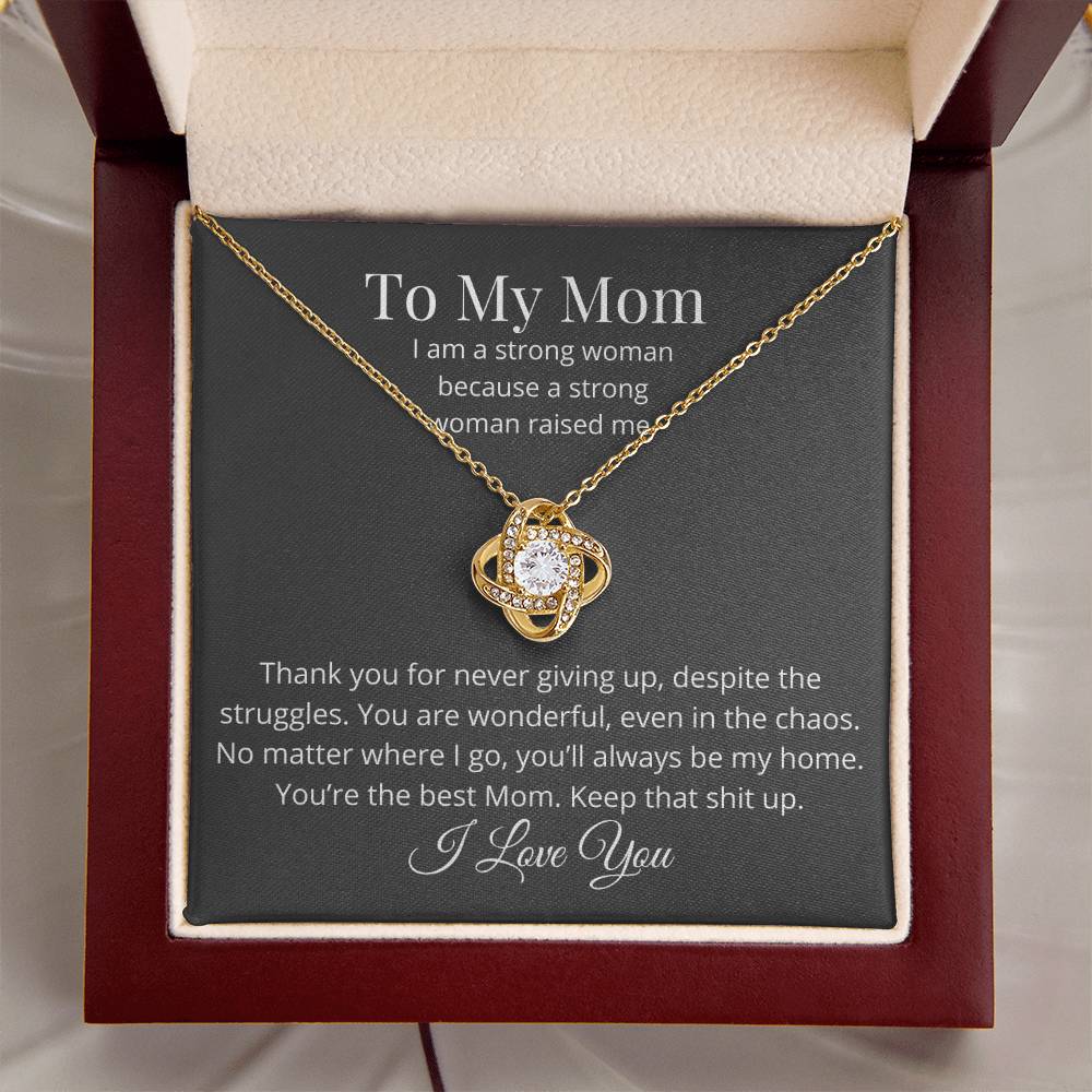 Thank You For Never Giving Up Love Knot Necklace