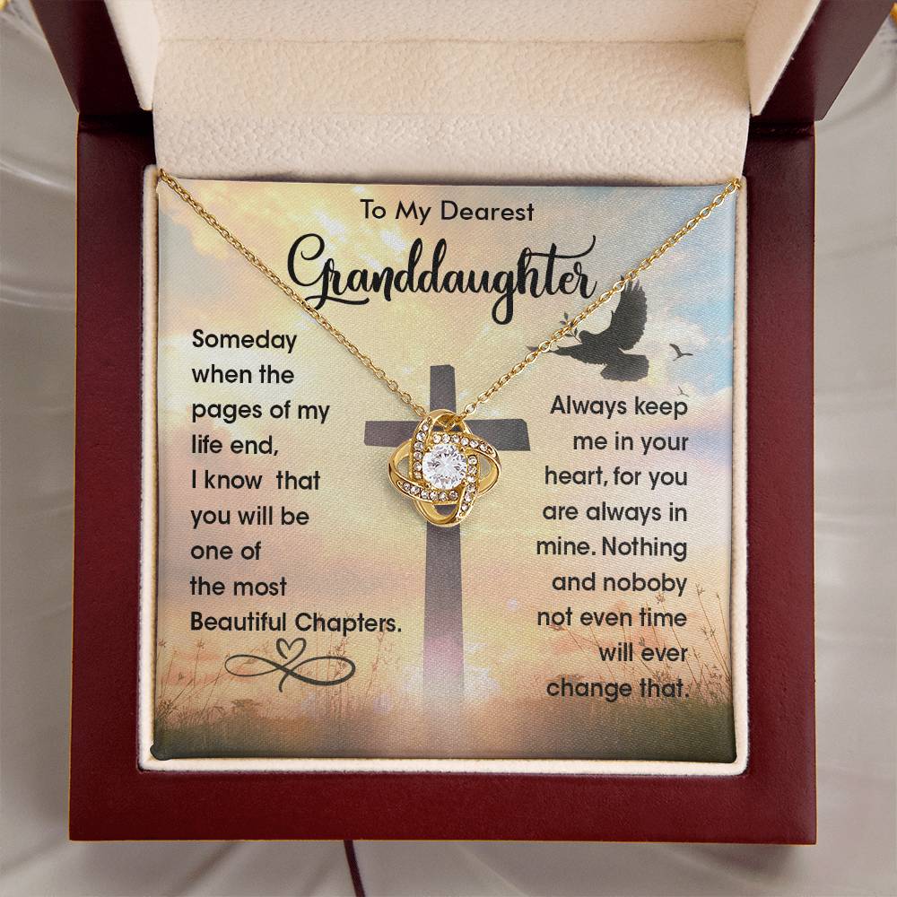 To My Dearest Granddaughter - Heart Melt Message Love Knot Necklaceđź’“ Love Knot Necklace
