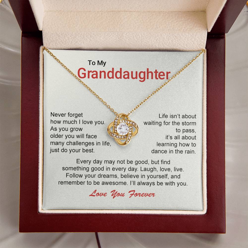 To My Granddaughter Love Knot Necklace