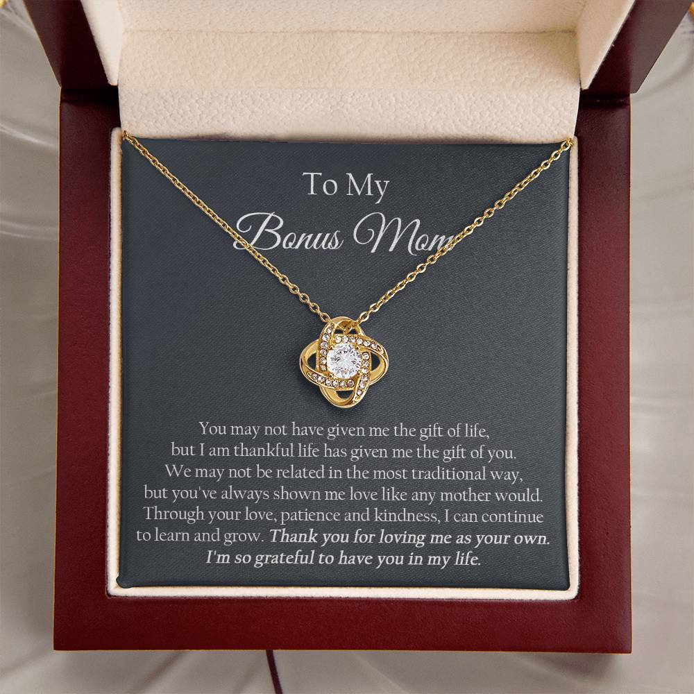 To My Bonus Mom Mother's Day Gift For Stepmom Stepmom Birthday Gift Step Mother Gift From Bride Love Knot Necklace