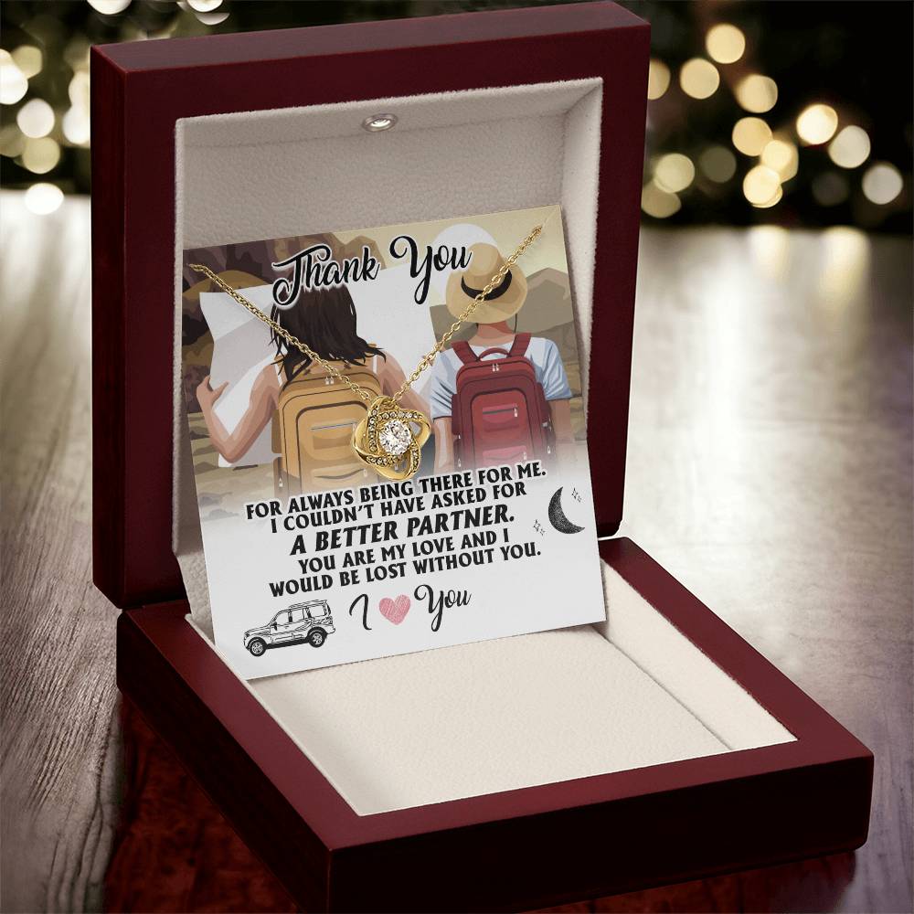 To My Partner Gift Necklace Gift Necklace For Wife Hiking Wife Gift Traveling Wife Love Knot Necklace