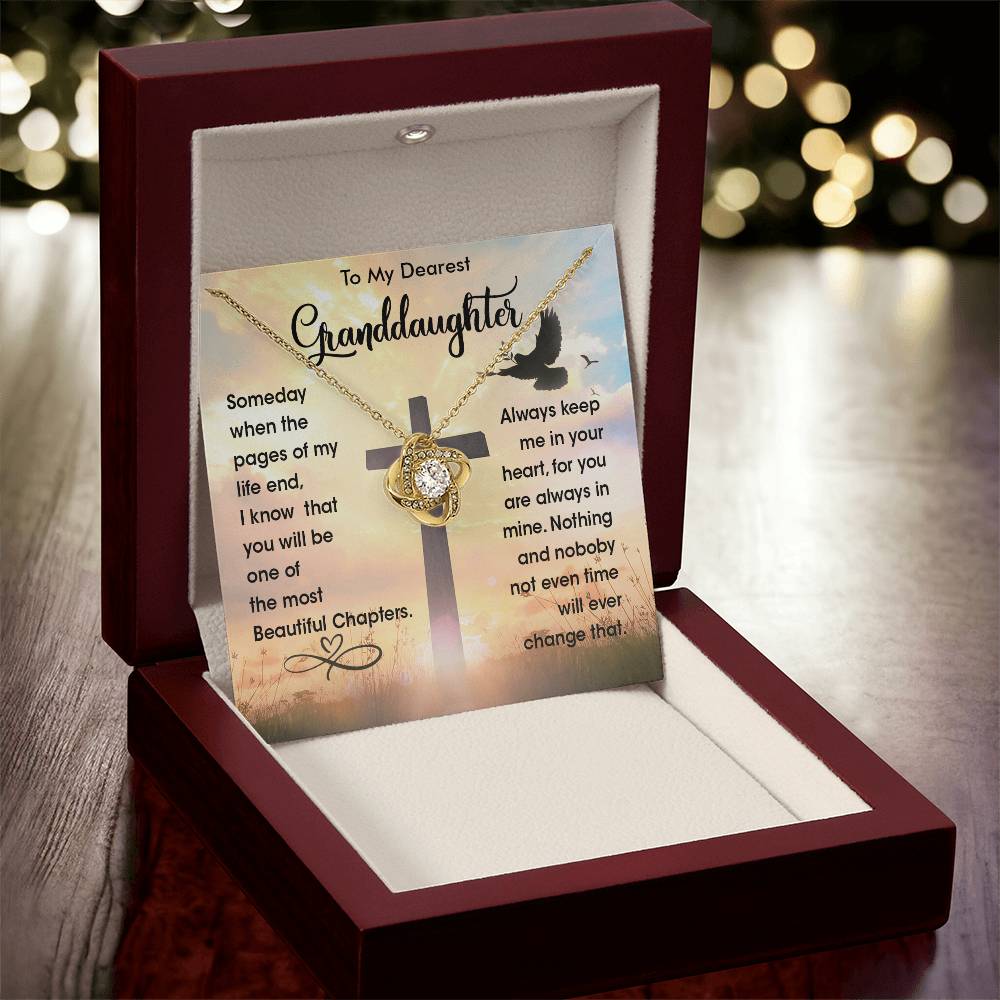 To My Dearest Granddaughter - Heart Melt Message Love Knot Necklaceđź’“ Love Knot Necklace