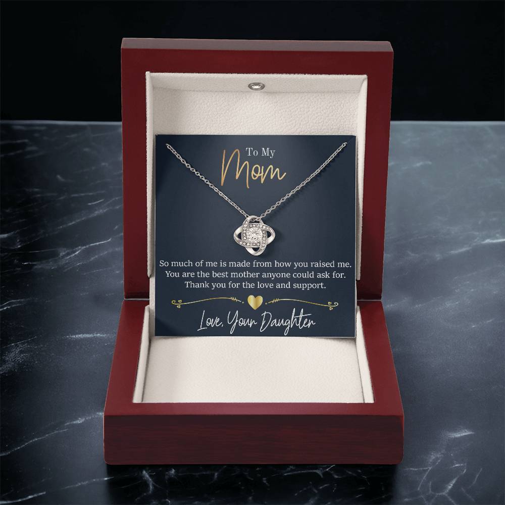 Mom - Thank You - Daughter Love Knot Necklace