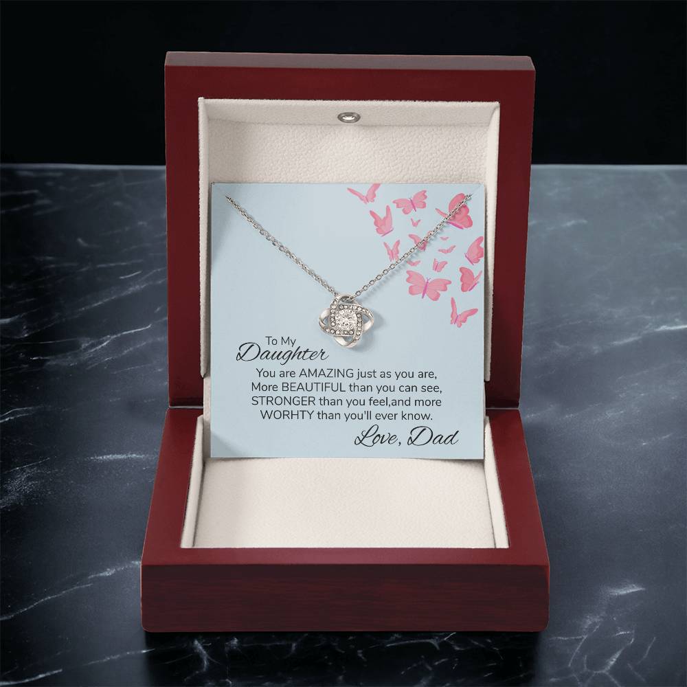 To My Daughter Necklace Gift From Dad Mothers Day Gift For Daughter From Father Sentimental Jewelry Gifts For Dad Love Knot Necklace