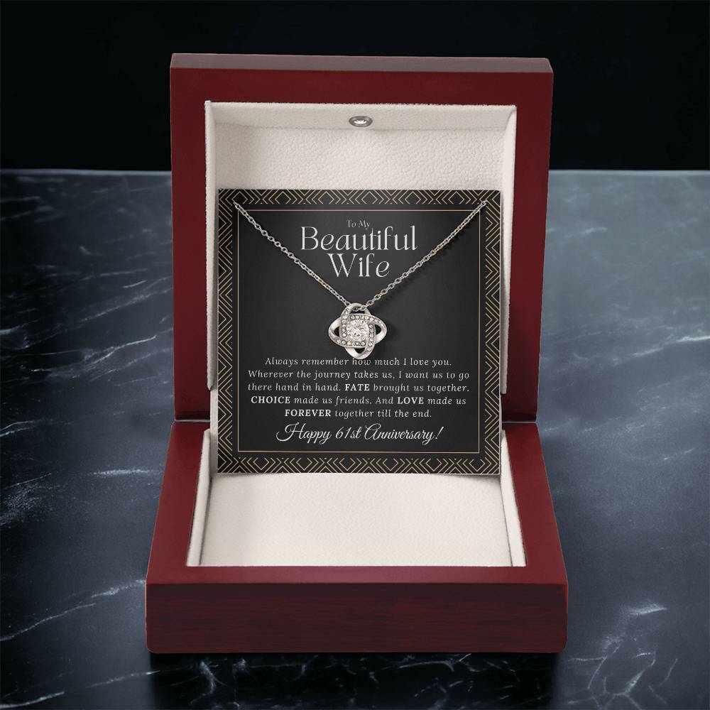 61 Year Anniversary Gift For Wife 61 Year Anniversary Gifts 61 Year Wedding Anniversary Gift Ideas 61St Wedding Anniversary Gift F Love Knot Necklace