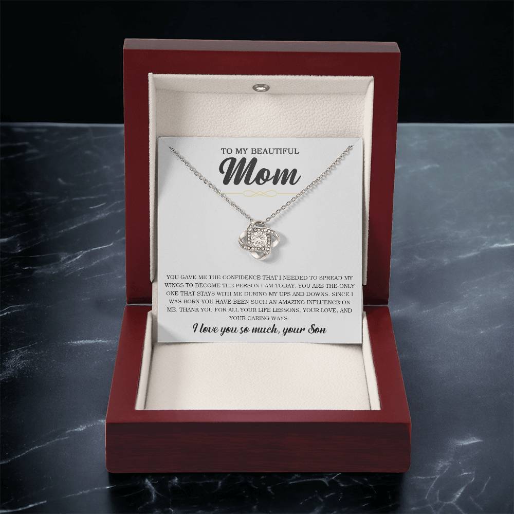 To My Beautiful Mom Necklace Gift For Mom From Son Mother's Day Gift Sentimental Gift Birthday Gift Love Knot Necklace
