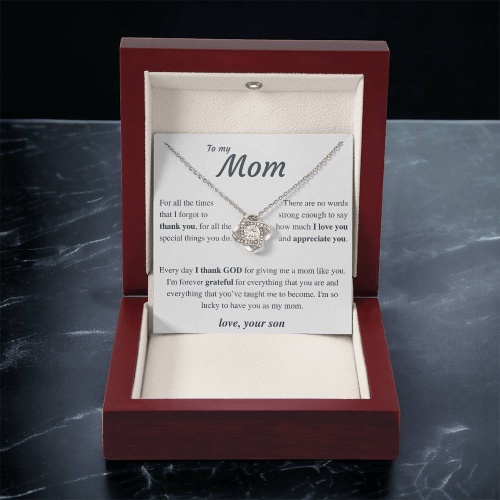 To My Mom - Thank You - Love Knot Necklace Love Knot Necklace