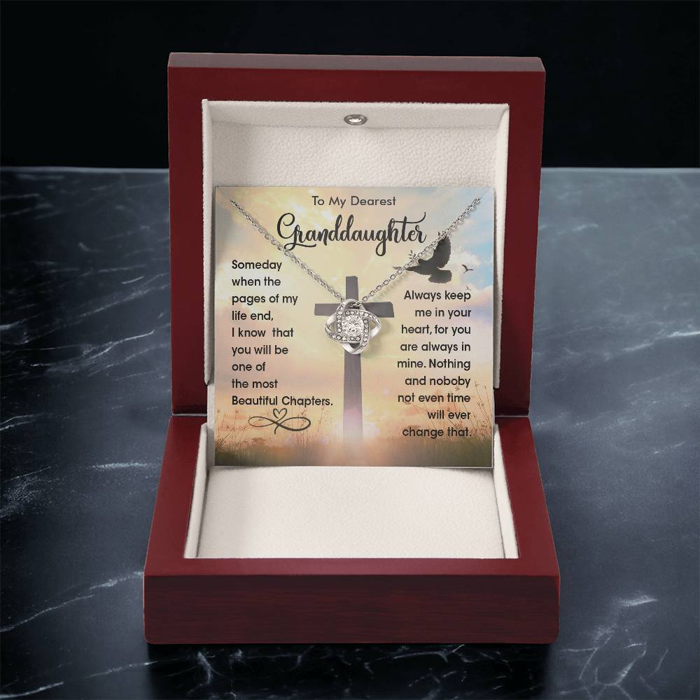 To My Dearest Granddaughter - Heart Melt Message Love Knot Necklaceđź’“ Love Knot Necklace