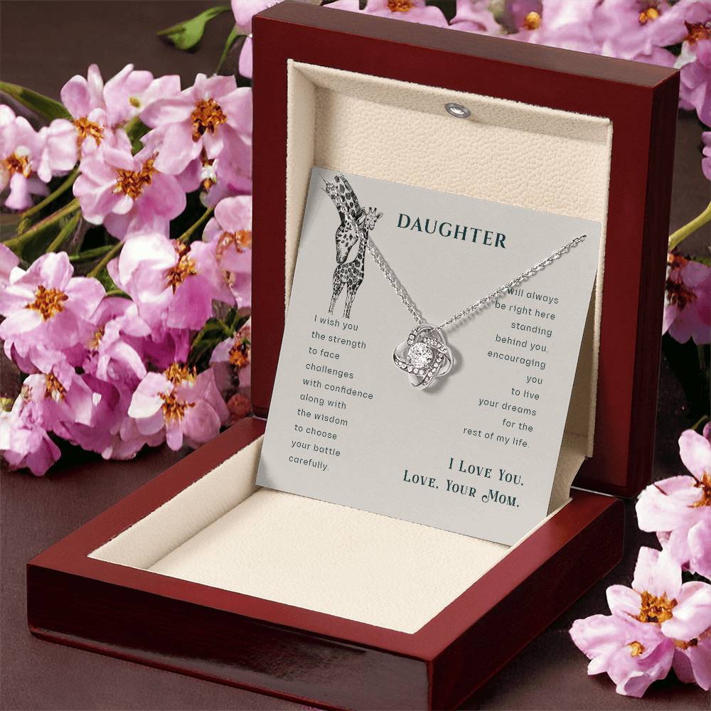 Mother Daughter Giraffe Necklace Gift For Daughter- Giraffe Necklace Gift From Mom Birthday Gift For Daughter Graduation Gift Always Have You Love Knot Necklace