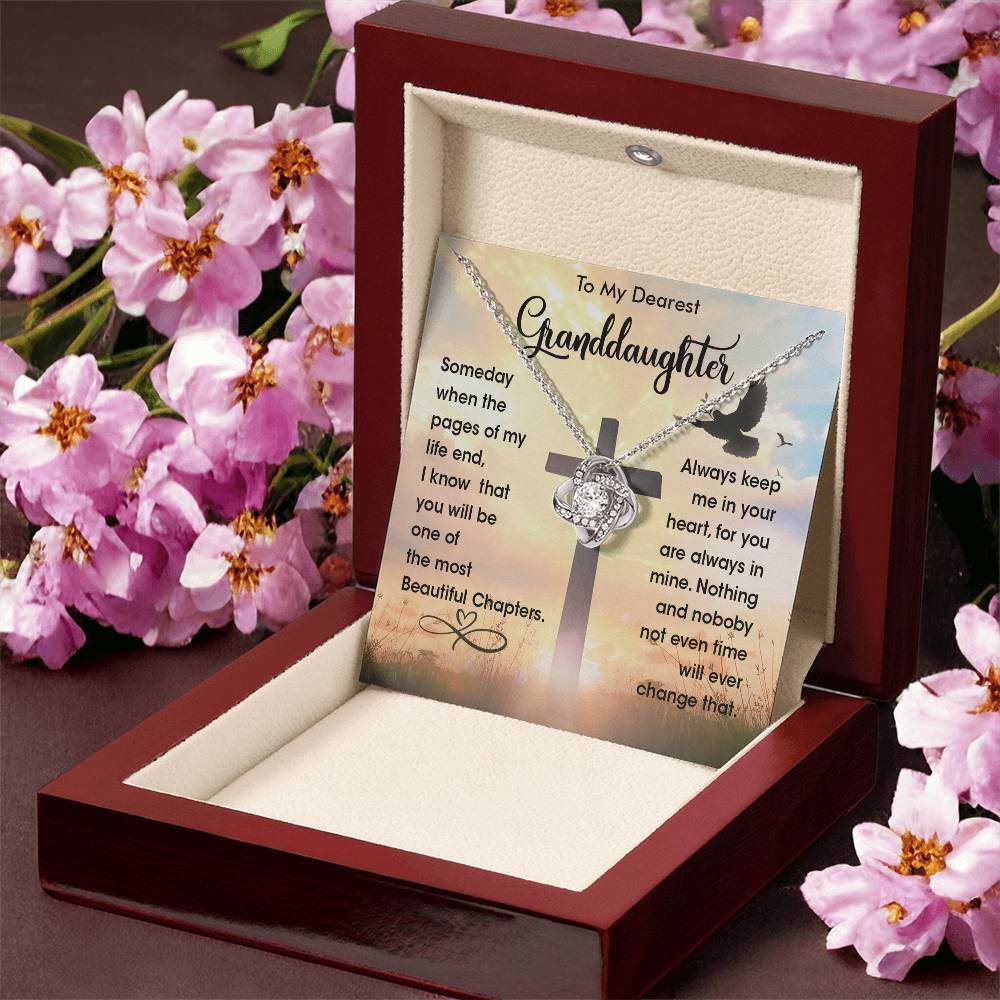 To My Dearest Granddaughter - Heart Melt Message Love Knot Necklaceđź’“ Love Knot Necklace