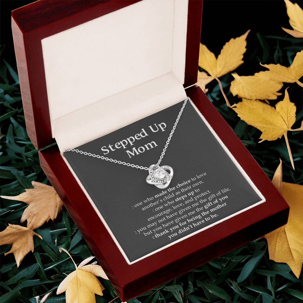 To My Beautiful Mom - Heart Melt Message Love Knot Necklace 1 Love Knot Necklace