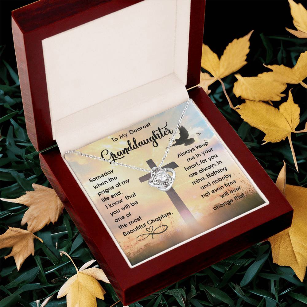 To My Dearest Granddaughter - Heart Melt Message Love Knot Necklaceđź’“ Love Knot Necklace
