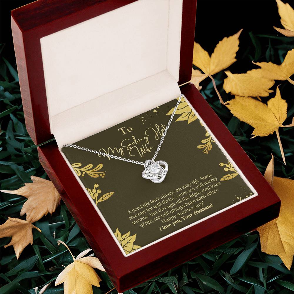 Happy Anniversary To Wife With Message Card From Husband To Wife Happy Anniversary Gift Jewelry For Wife Necklace Gift Fo Love Knot Necklace