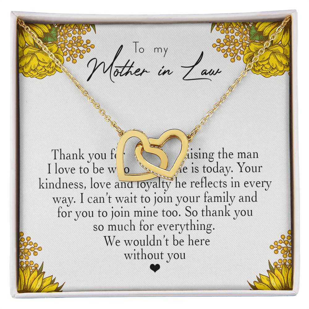 To My Mother In Law Thank You For Raising The Man I Love Heart Necklace Interlocking Hearts Necklace
