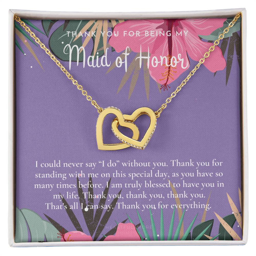Maid Of Honor Thank You Gift From Bride Bridesmaid Gift Maid Of Honor Gift Necklace Matron Of Honor Gift Thank You Gift From Bride Interlocking Hearts Necklace