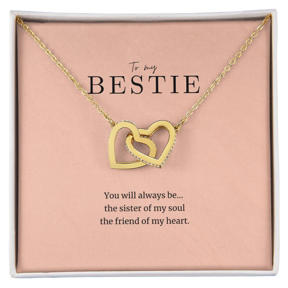 To My Bestie Cubic Zirconia Heart Necklace Interlocking Hearts Necklace