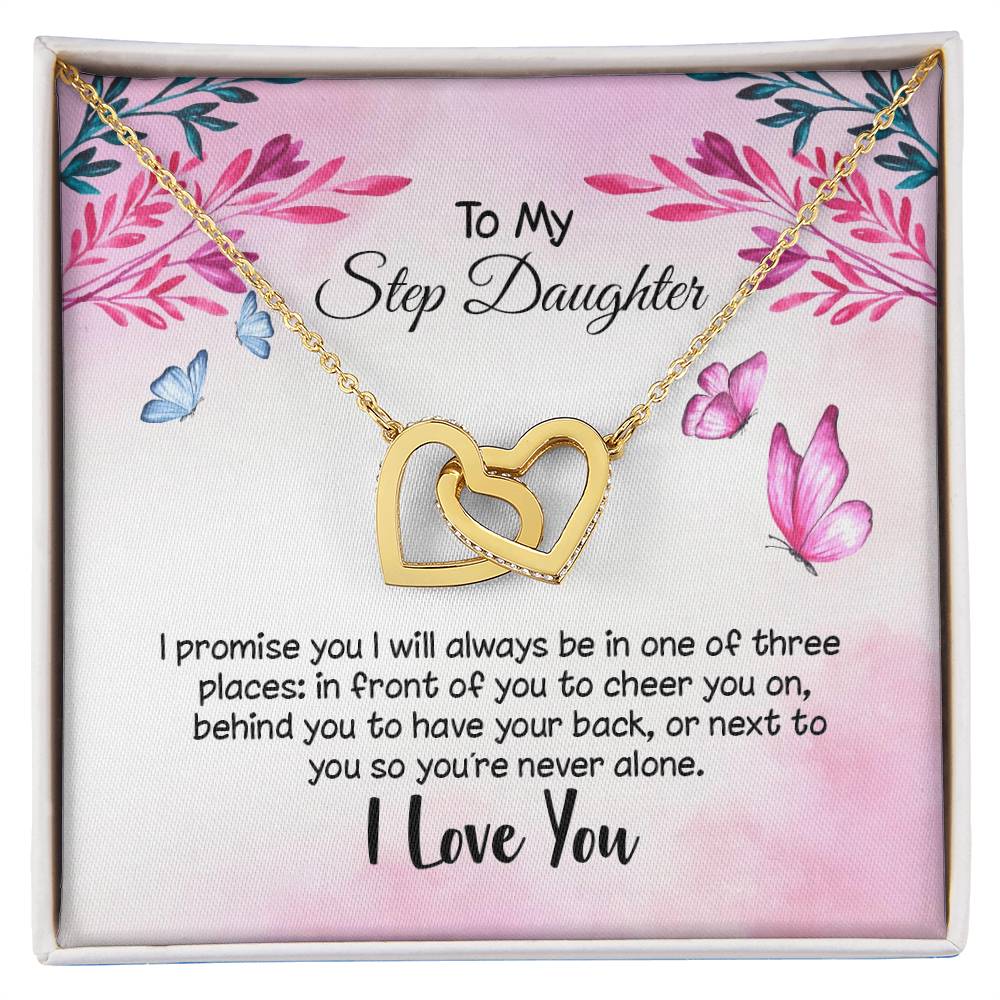 To My Step Daughter - I Promise - I Love You Interlocking Hearts Necklace
