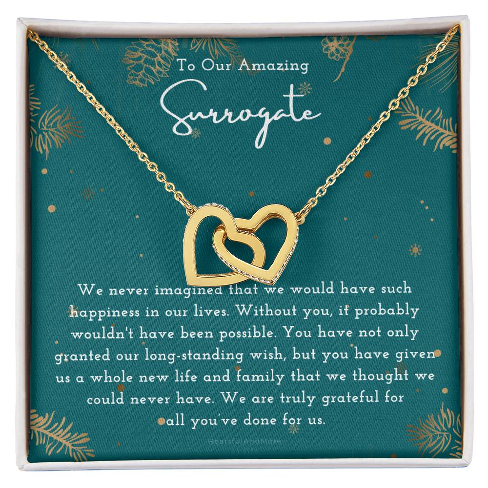 Surrogate Appreciation Gift Surrogate Gift Surrogate Gift With Message Card Surrogate Transfer Day Thank You Gift Interlocking Hearts Necklace