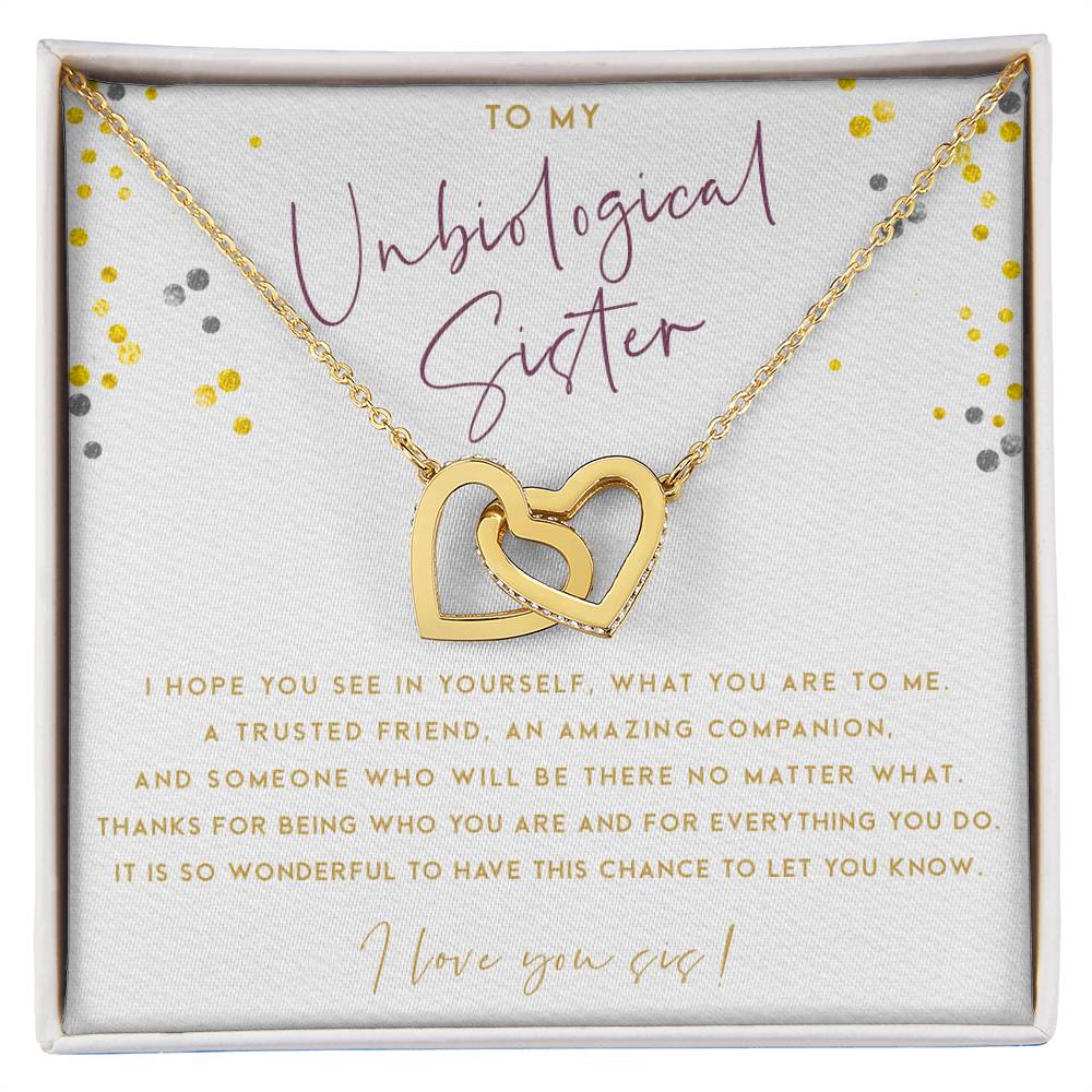 To My Unbiological Sister! Interlocking Hearts Necklace