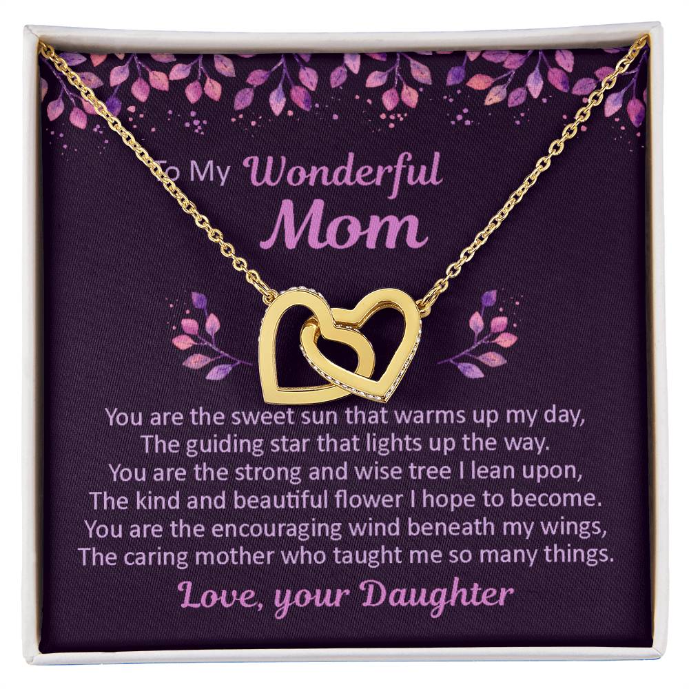 To My Mom - You Are The Sweet Sun - Necklace Interlocking Hearts Necklace