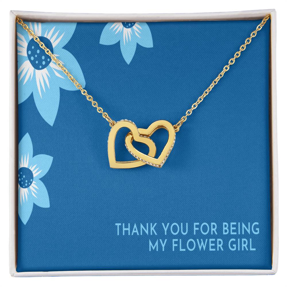 Flower Girl Necklace Personalized Flower Girl Gift Bridal Party Gift Thank You For Being My Flower Girl Card Wedding Gift Box Interlocking Hearts Necklace